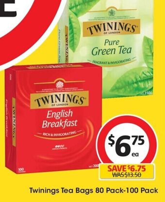 Coles Twinings Tea Bags 80 Pack-100 Pack offer