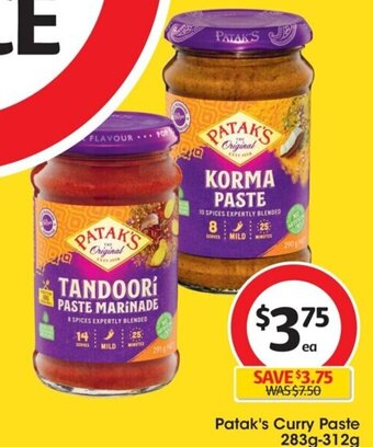 Coles Patak's Curry Paste 283g-312g offer