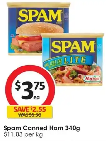 Coles Spam Canned Ham 340g $11.03 per kg offer