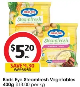 Coles Birds Eye Steamfresh Vegetables 400g $13.00 per kg offer
