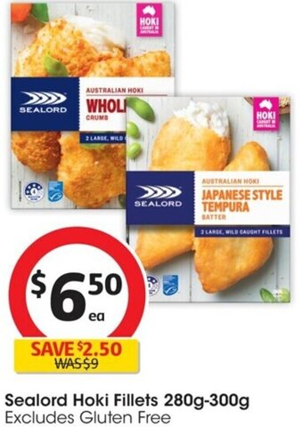 Coles Sealord Hoki Fillets 280g-300g offer