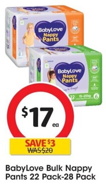 Coles BabyLove Bulk Nappy Pants 22 Pack-28 Pack offer