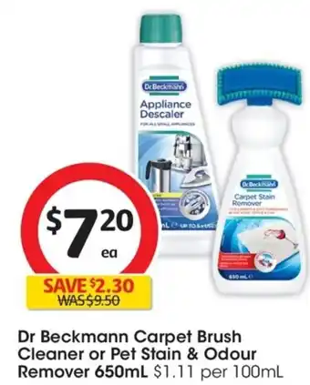Dr Beckmann Carpet Brush Cleaner or Pet Stain & Odour Remover 650mL $1.11 per 100mL