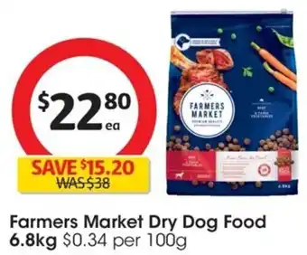 Coles Farmers Market Dry Dog Food 6.8kg $0.34 per 100g offer