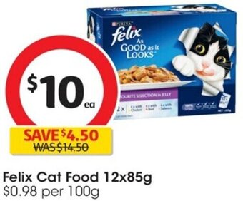 Coles Felix Cat Food 12x85g $0.98 per 100g offer