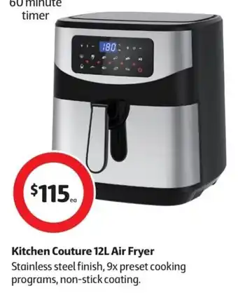 Coles Kitchen Couture 12L Air Fryer Stainless steel finish, 9x preset cooking programs, non-stick coating. offer