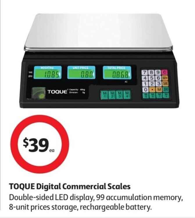 TOQUE Digital Commercial Scales offer at Coles