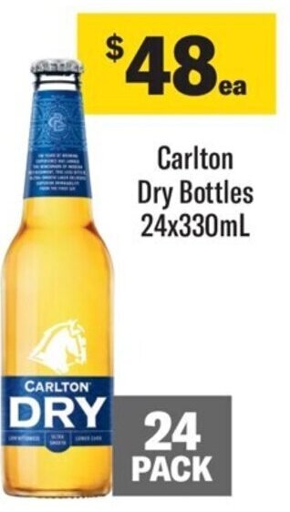 Coles Carlton Dry Bottles 24x330mL offer