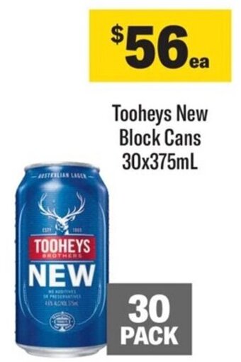 Coles Tooheys New Block Cans 30x375mL offer