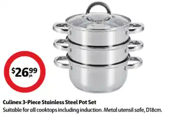 Coles Culinex 3-Piece Stainless Steel Pot Set offer