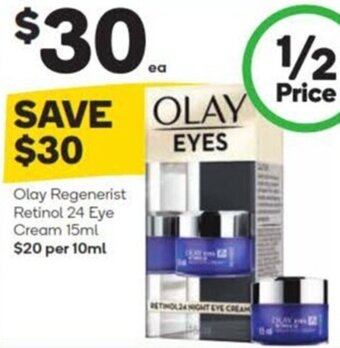 Woolworths Olay Regenerist Retinol 24 Eye Cream 15ml $20 per 10ml offer