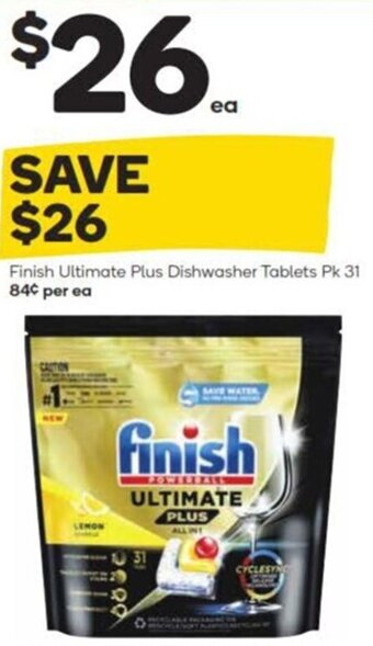 Woolworths Finish Ultimate Plus Dishwasher Tablets Pk 31 84¢ per ea offer