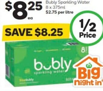 Bubly Sparkling Water 8 x 375ml $2.75 per litre
