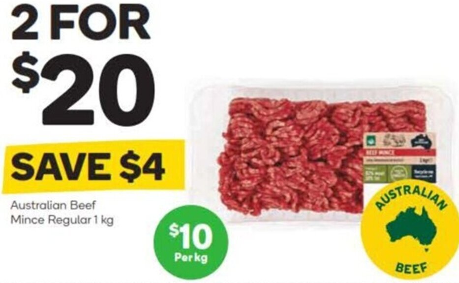 Australian Beef Mince Regular 1 kg offer at Woolworths