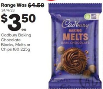 Woolworths Cadbury Baking Chocolate Blocks, Melts or Chips 180 225g offer