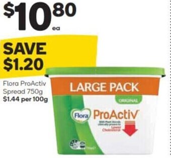 Woolworths Flora ProActiv Spread 750g $1.44 per 100g offer
