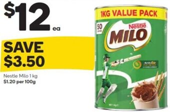 Woolworths Nestle Milo 1 kg $1.20 per 100g offer
