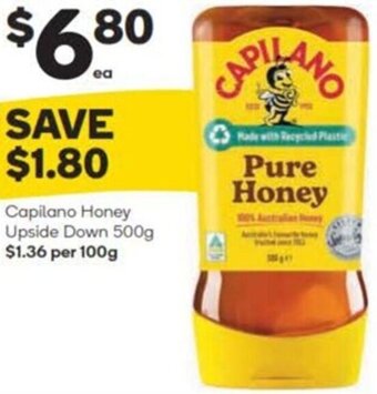 Woolworths Capilano Honey Upside Down 500g $1.36 per 100g offer