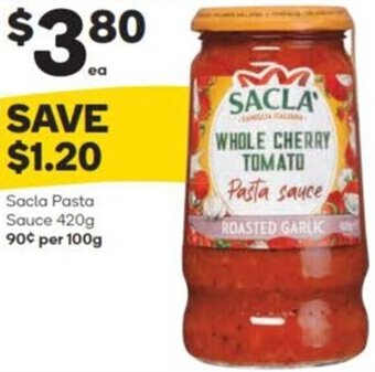 Woolworths Sacla Pasta Sauce 420g 90¢ per 100g offer