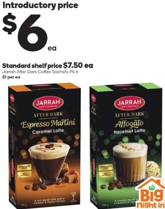 Jarrah After Dark Coffee Sachets Pk 6 $1 per ea