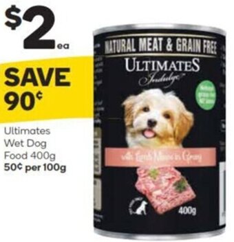 Woolworths Ultimates Wet Dog Food 400g 50¢ per 100g offer