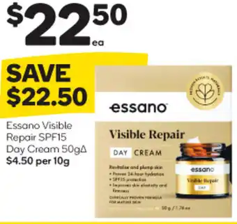 Woolworths Essano Visible Repair SPF15 Day Cream 50gA $4.50 per 10g offer