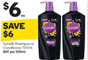 Sunsilk Shampoo or Conditioner 700ml 86¢ per 100ml