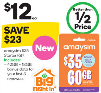 Woolworths amaysim $35 Starter Kit offer