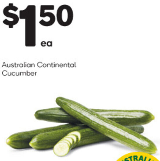Australian Continental Cucumber offer at Woolworths