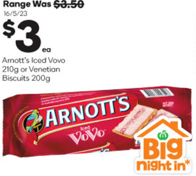 Arnott's Iced Vovo 210g or Biscuits 200g offer at Woolworths