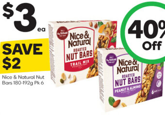 Woolworths Nice & Natural Nut Bars 180-192g Pk 6 offer
