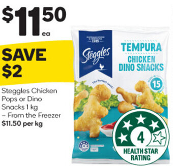 Woolworths Steggles Chicken Pops or Dino Snacks 1 kg offer