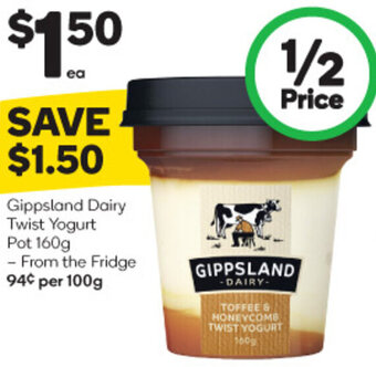 Woolworths Gippsland Dairy Twist Yogurt Pot 160g offer