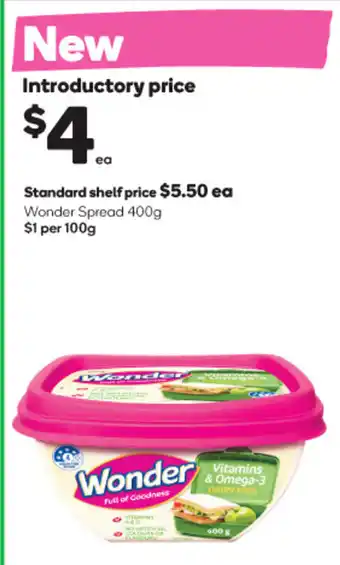 Wonder Spread 400g $1 per 100g