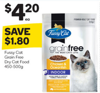 Woolworths Fussy Cat Grain Free Dry Cat Food 450-500g offer