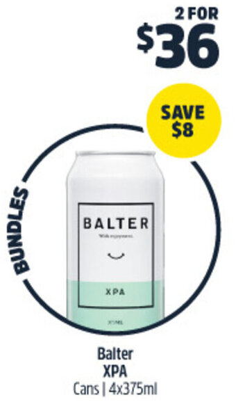 Woolworths Balter XPA Cans | 4x375ml offer