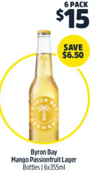 Woolworths Byron Bay Mango Passionfruit Lager Bottles | 6x355ml offer