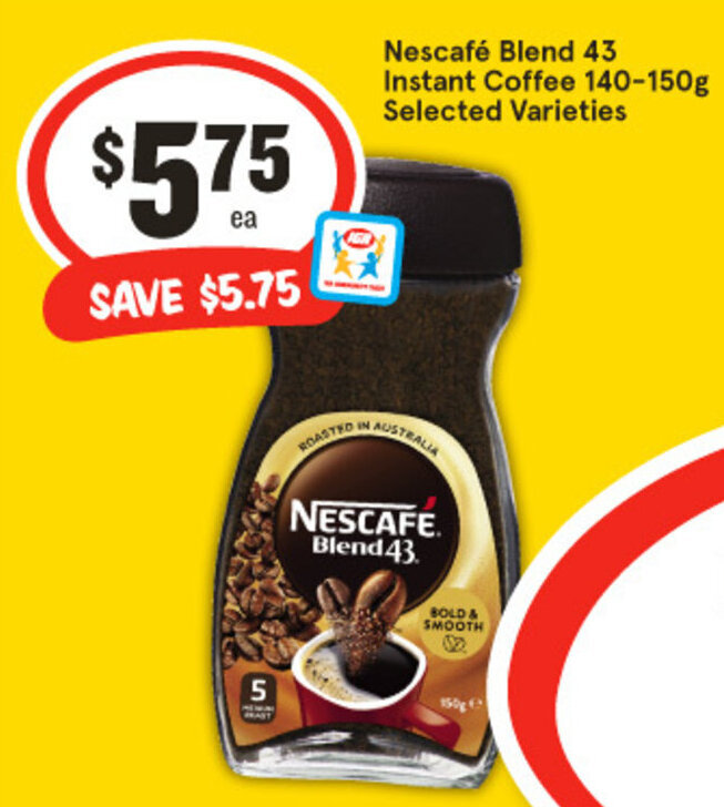 Nescafé Blend 43 Instant Coffee 140150g Selected Varieties offer at IGA