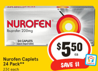 IGA Nurofen Caplets 24 Pack** offer
