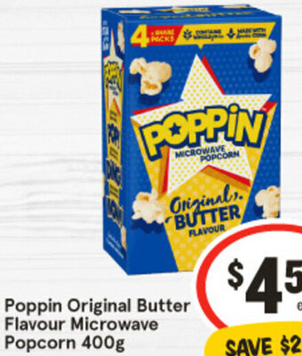 IGA Poppin Original Butter Flavour Microwave Popcorn 400g offer