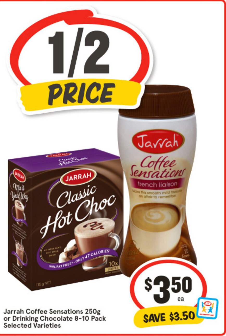 Jarrah Coffee Sensations 250g or Drinking Chocolate 810 Pack Selected