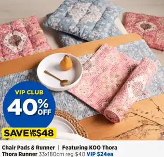 Spotlight Chair Pads & Runner | Featuring KOO Thora Thora Runner 33x180cm offer