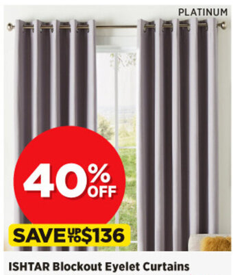 Spotlight ISHTAR Blockout Eyelet Curtains 80-140 x 223cm offer