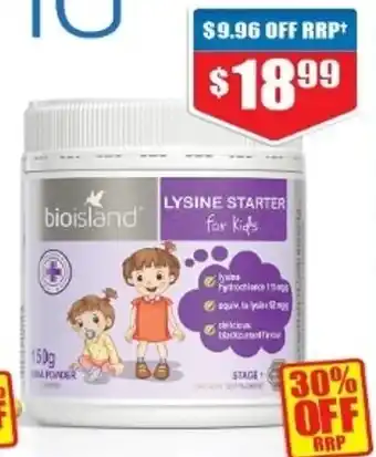 Chemist Warehouse Bio Island Lysine Starter for Kids 150g offer