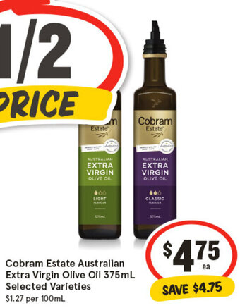 IGA Cobram Estate Australian Extra Virgin Olive Oil 375mL Selected Varieties offer