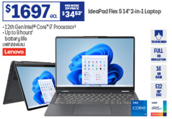 Officeworks IdeaPad Flex 514' 2-in-1 Laptop offer