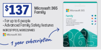 Officeworks Microsoft 365 Family offer