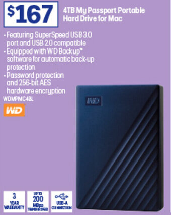 Officeworks 4TB My Passport Portable Hard Drive for Mac offer