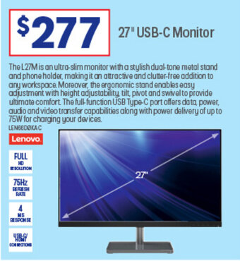 Officeworks 27" USB-C Monitor offer