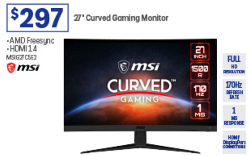 27* Curved Gaming Monitor offer at Officeworks